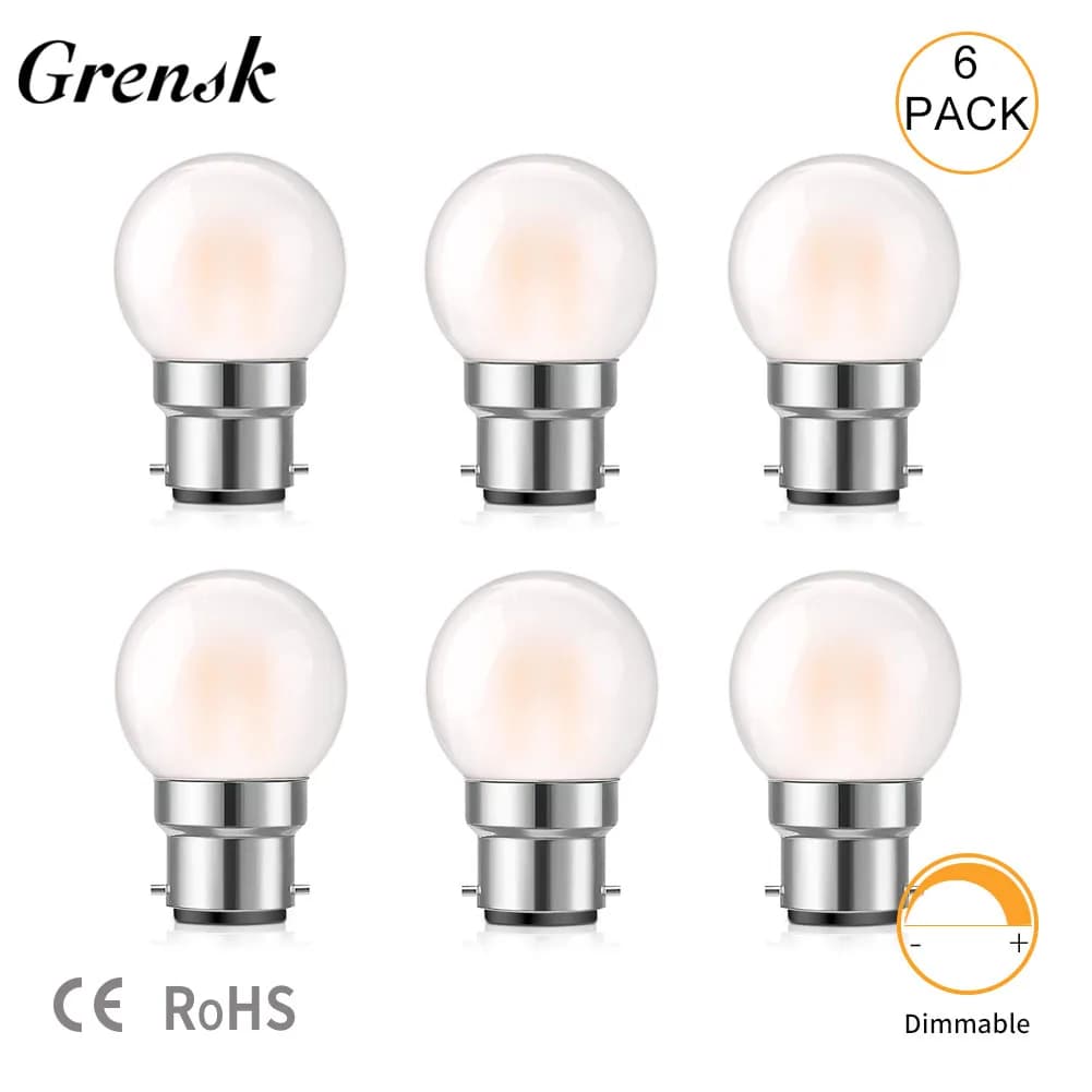 Lampadina a filamento LED vintage G40F B22 Base a baionetta Lampada a sfera a globo Vetro smerigliato da 1,5 W 2700 K Lampadine antiche a sospensione bianche calde