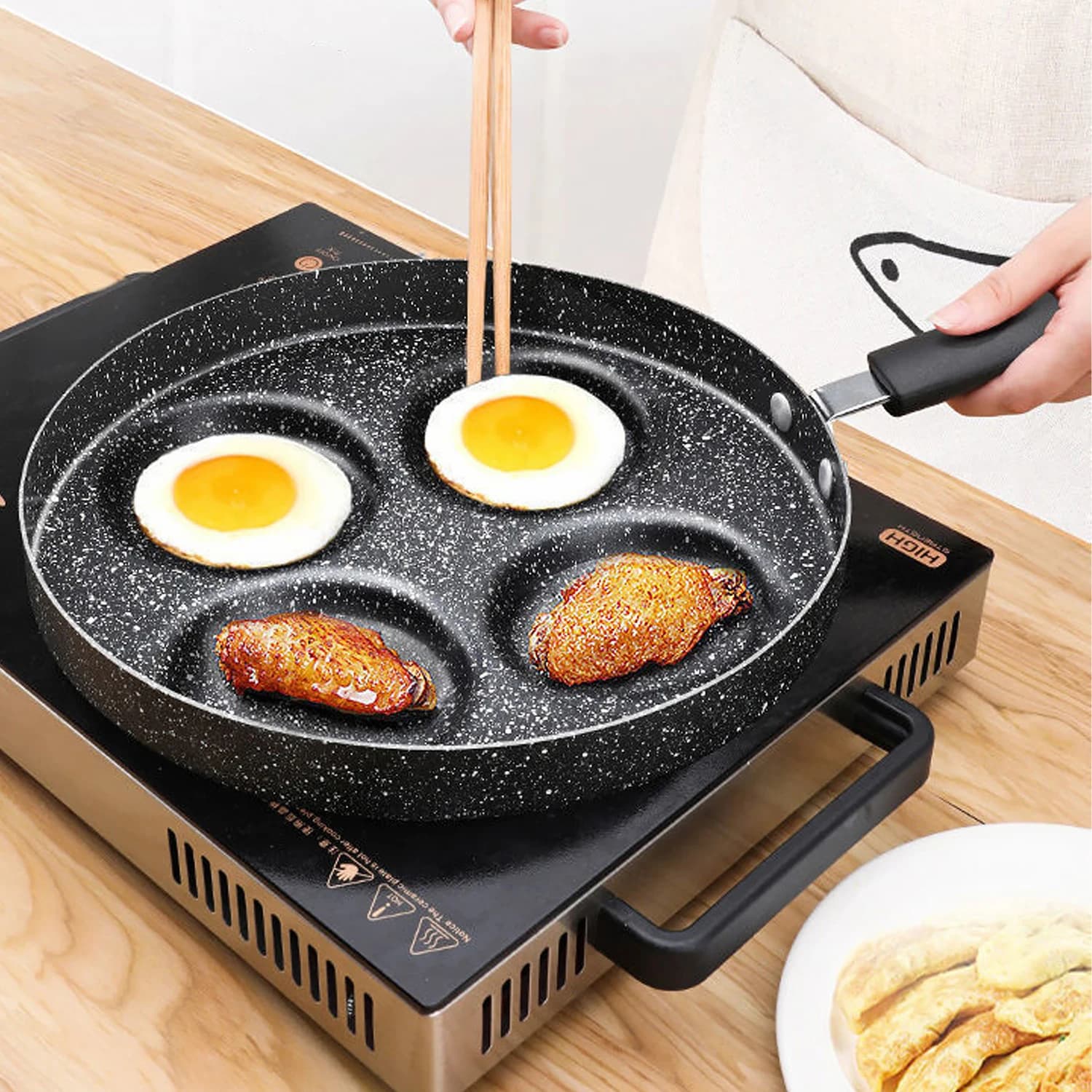 Breakfast pan, non-stick pan for pancakes, flat bottom pan, pan, suitable for gas stoves and induction stoves