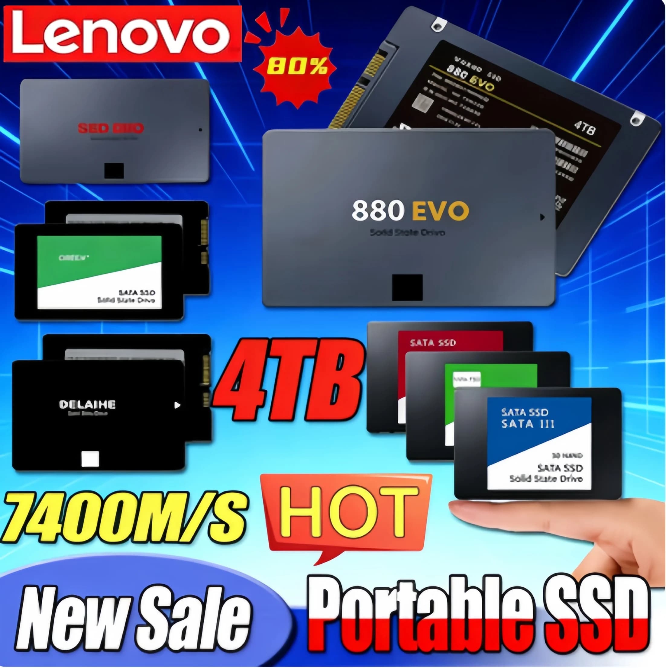 Disco a Stato Solido Lenovo SSD 880 EVO 500G 1TB 2TB 4TB, Disco Rigido Interno SATA3 2.5 Pollici per Laptop, Microcomputer e Desktop