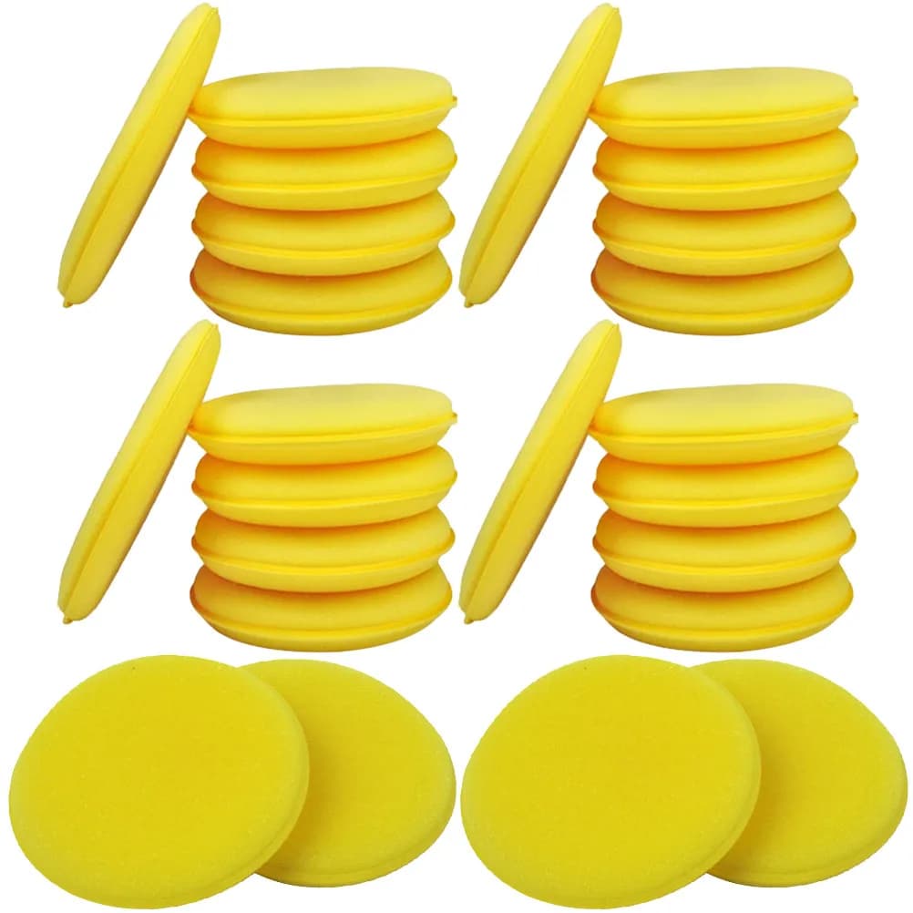 24 spugne applicatrici per lucidatura auto, spugne rotonde per pulizia auto, lucidatura vernice, interni, cruscotto, paraurti