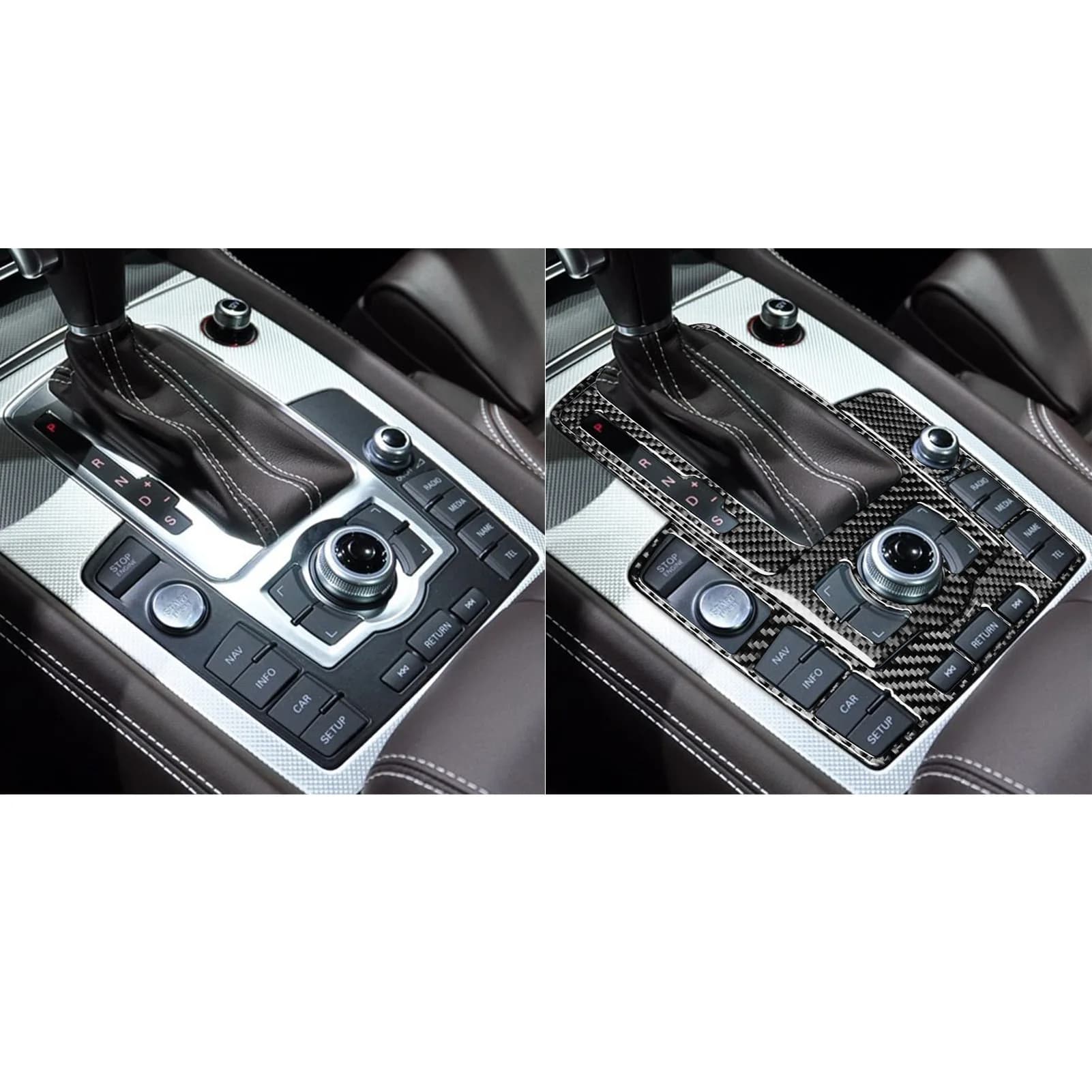 Accessori per auto in fibra di carbonio Console centrale Pannello del cambio Copertura interna Trim Adesivo Modifica per Audi Q7 4L 2007—2015