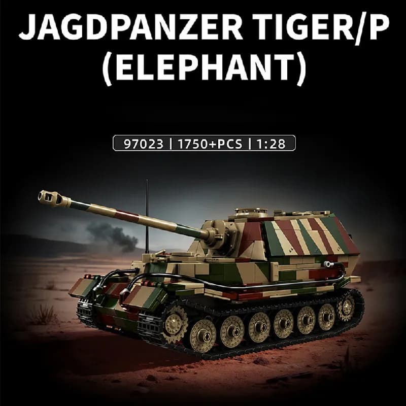 Set di Blocchi da Costruzione Militari della Seconda Guerra Mondiale 1/28 Jagdpanzer TIGER/P, Modello di Carro Armato Pesante Ferdinand, Giocattoli in Mattoncini per Adulti, Regalo, 1750 Pezzi