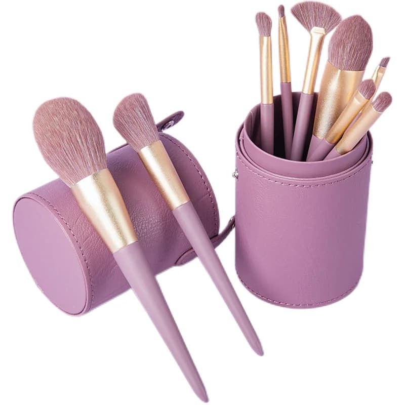 Set di 9 Pennelli da Trucco Little Purple Potato, Pennelli Super Morbidi per Ombretto e Fondotinta, Strumento di Bellezza per Principianti