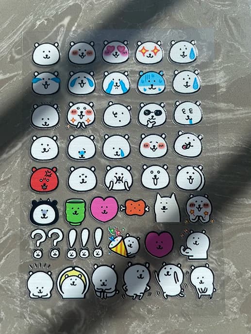 Stickers Kawaii in white bear shape, mini, waterproof, classic, for hobby, nail art, keyboard, phone cover, cup, birthday gifts