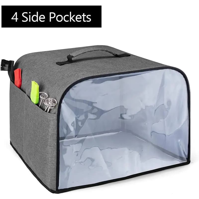 Durable Kitchen Dust Cover With Handle Storage Pockets,Air Fryer Hood Nylon Cap Grill Household Bread Baking Toaster Cover
