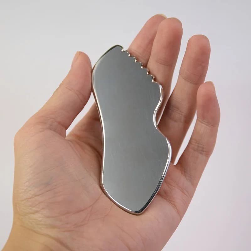 Strumenti Gua Sha in Acciaio Inossidabile, Massaggiatore Corpo in Metallo, Strumento per Modellare il Viso, Cura della Pelle