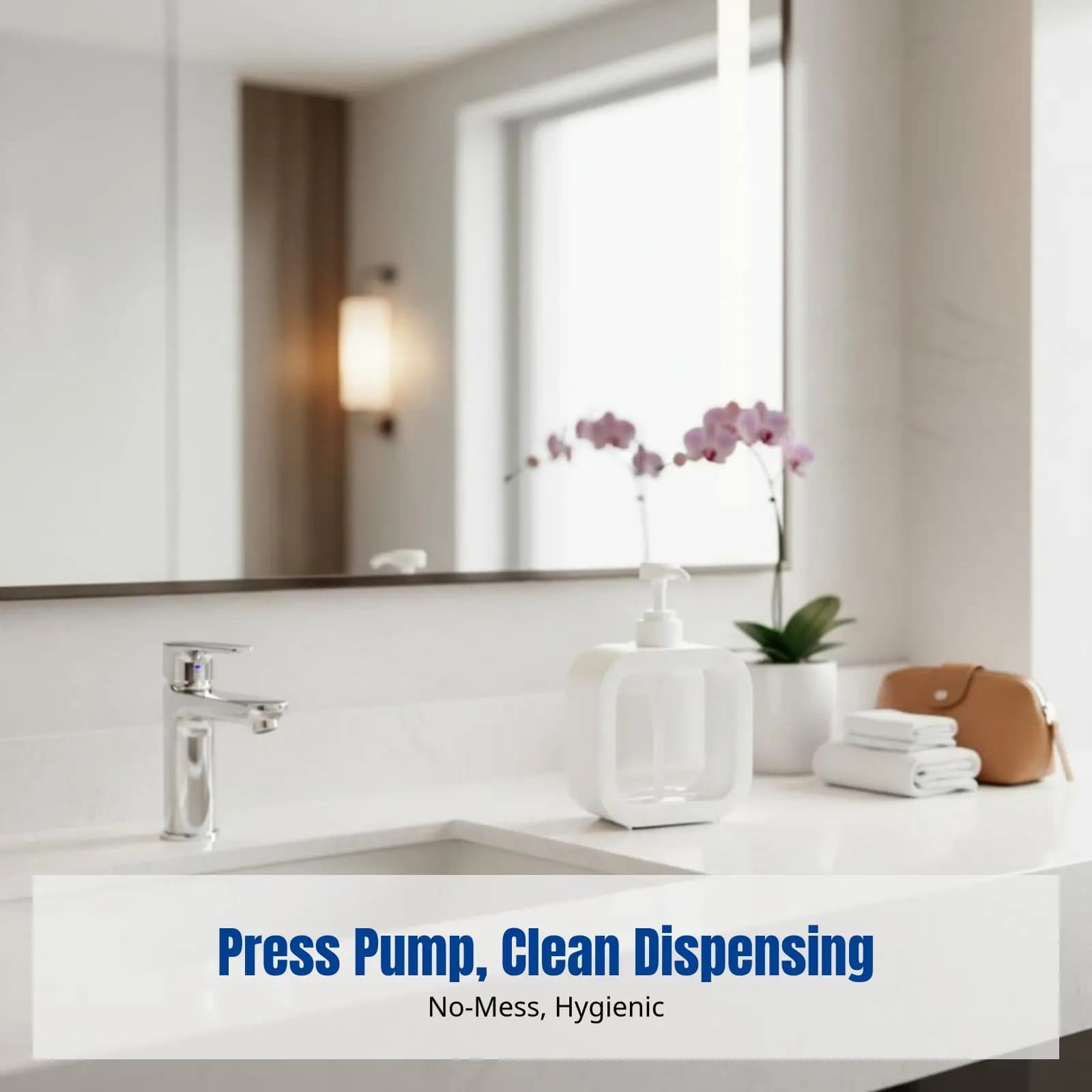 Liquid dispenser bottle, portable pump, vacuum container for shampoo, shower, detergent, travel, transparent