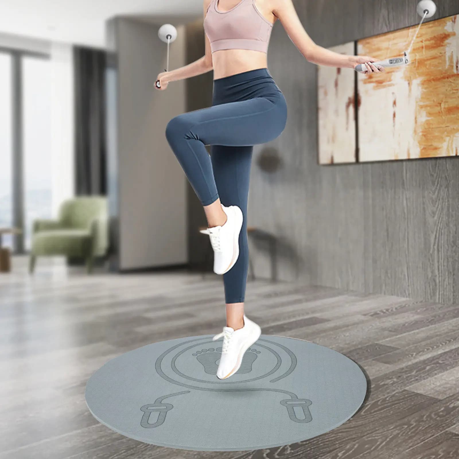 Tappetino Professionale in TPE per Saltare con la Corda, Spesso e Ammortizzante, Silenzioso, per Allenamento a Casa, Yoga, Pilates ed Esercizi con Corda