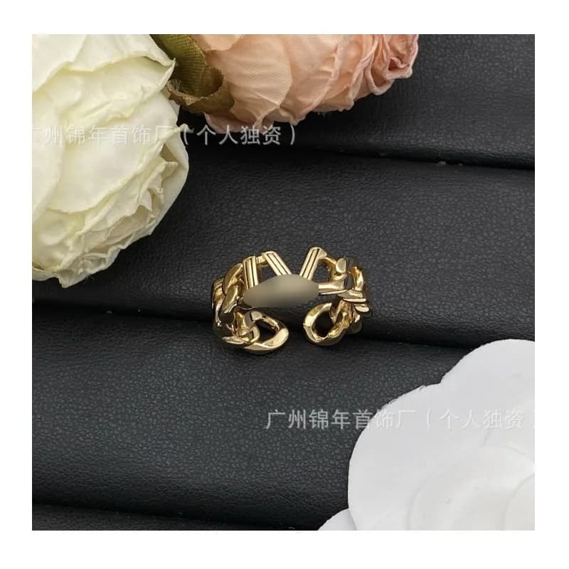 Anello Aperto con Catena Donkey Home, Gioiello di Lusso Leggero con Alfabeto, Anello Versatile di Alta Classe per Donna