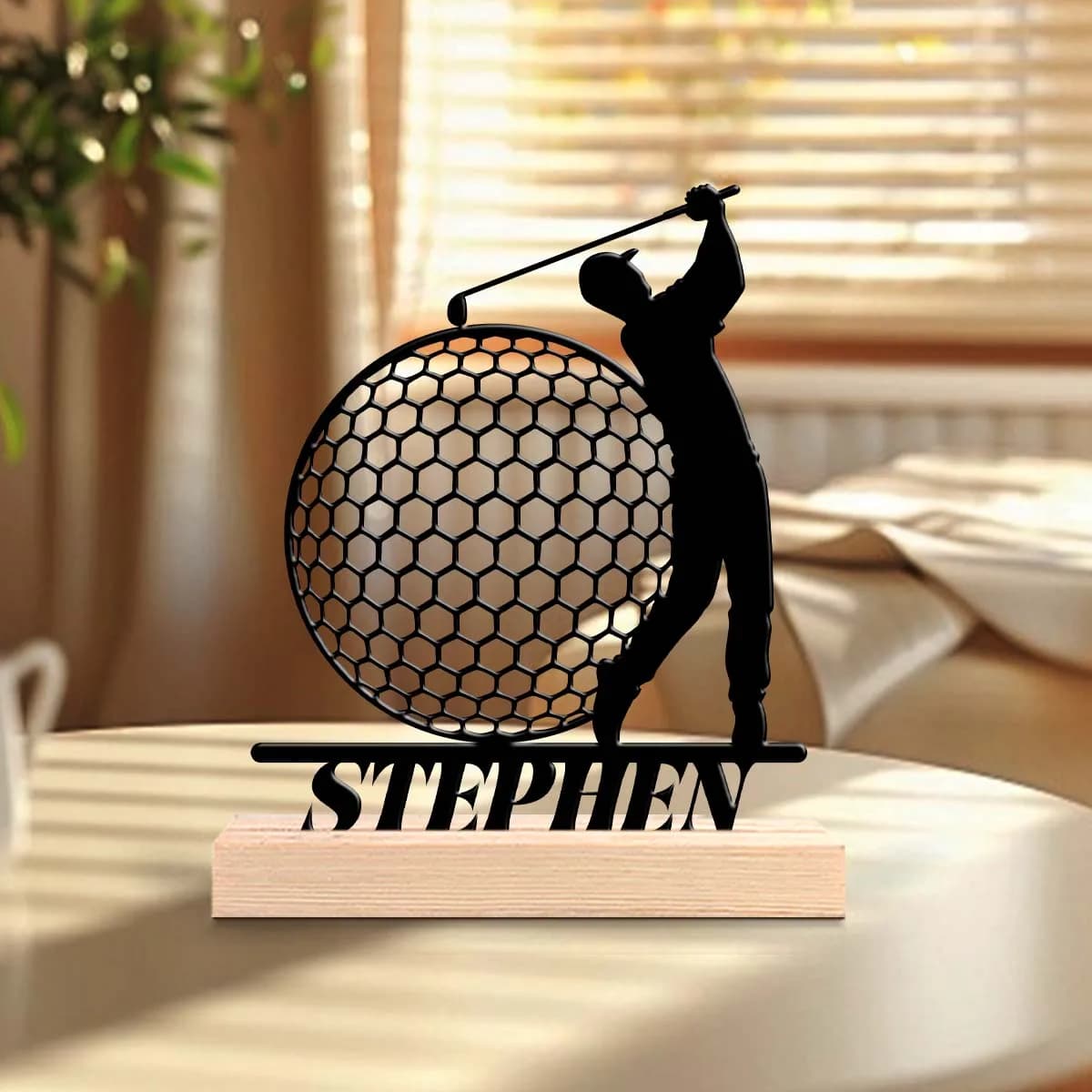 1pc Customizable Metal Desktop Ornaments Custom Name With Wooden Base Desktop Decorations,Office Decorations