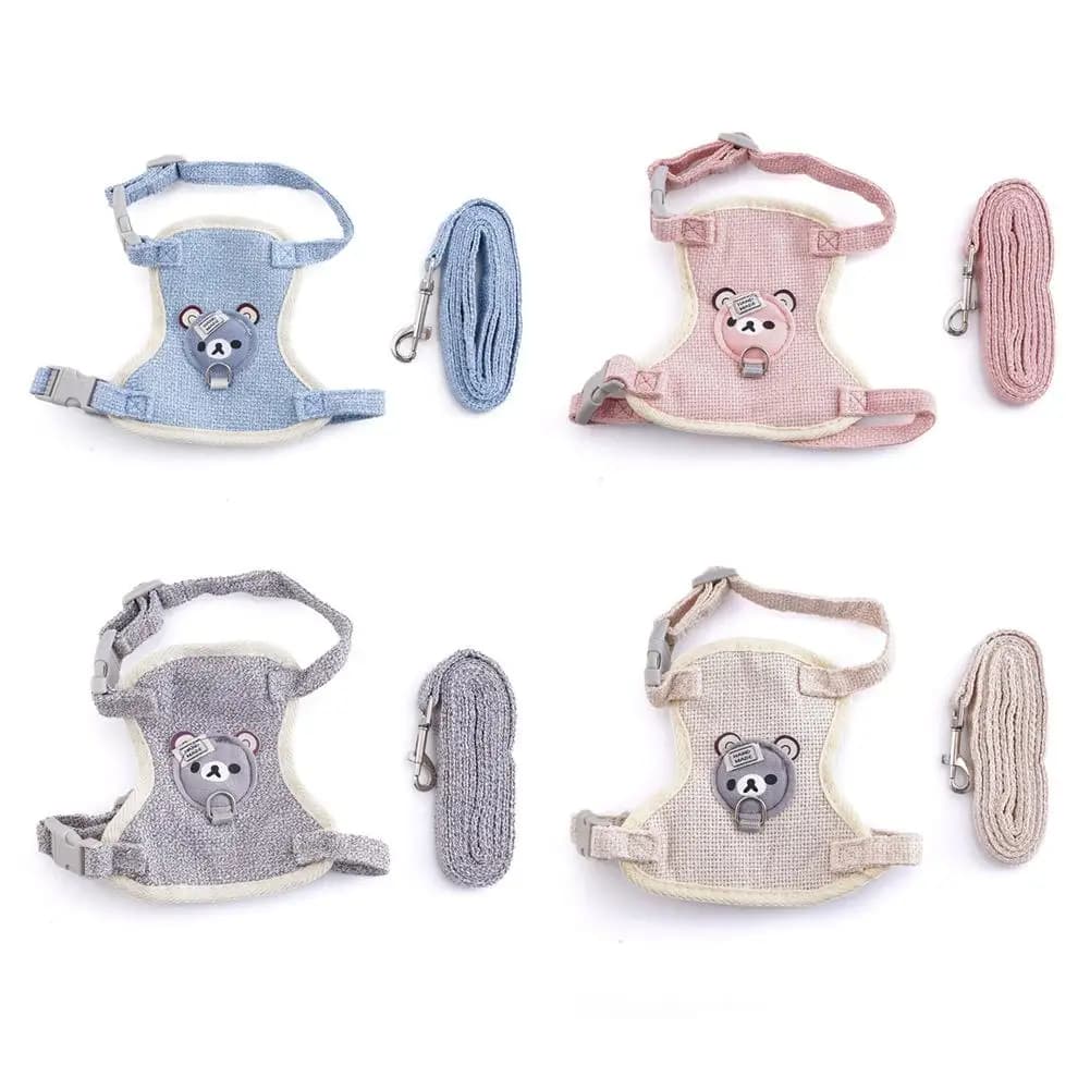 Cute Rabbit Dog Harness Leash Set Bunny Cat Puppy Vest Harnesses Escaping Proof Outdoor Walking Adjustable Pet Accessories