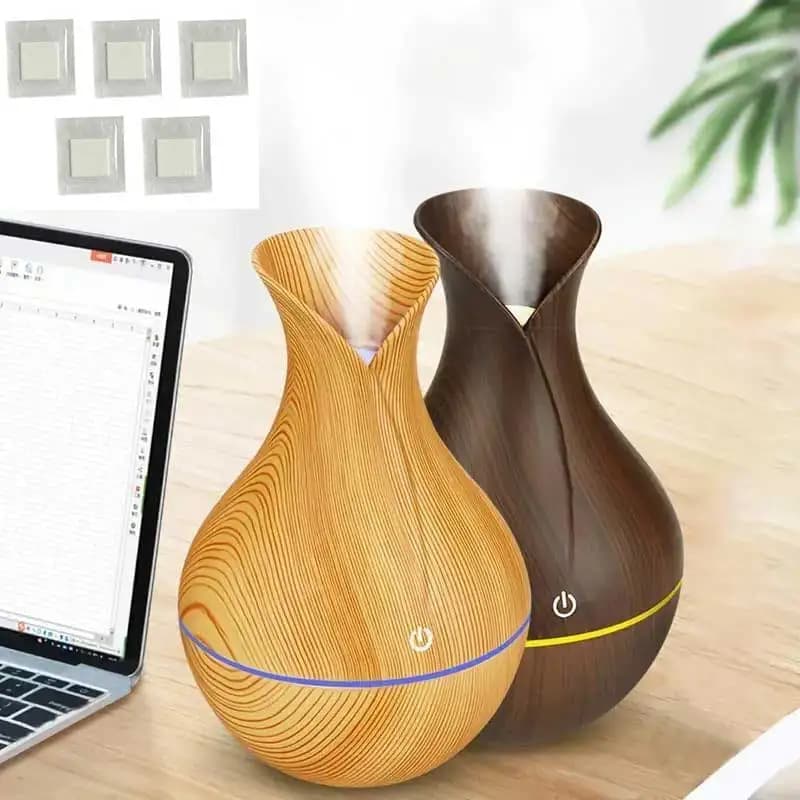 Umidificatore a tecnologia acustica con luce notturna a LED a 7 colori - design effetto legno e cielo stellato, funzionamento silenzioso, automatico