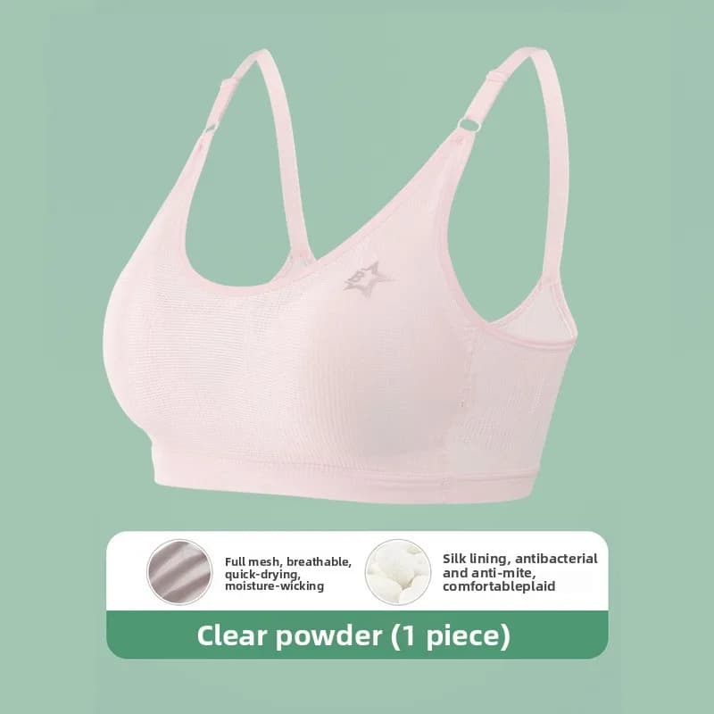 Junior High School Everyday Mesh Breathable Brassiere Girls' Underwear Fixed Cup Lady Sports Vest Puberty Development Womans Bra
