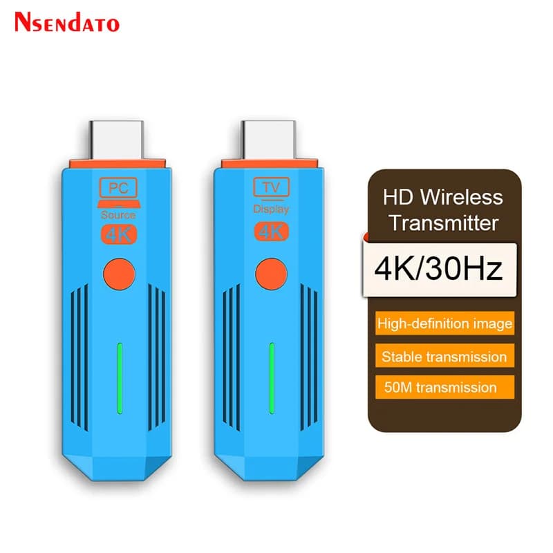 Trasmettitore e ricevitore video HDMI wireless da 50 m, estensore 4K, adattatore HDMI wireless per TV, stick per display, per fotocamera, PC, TV, proiettore