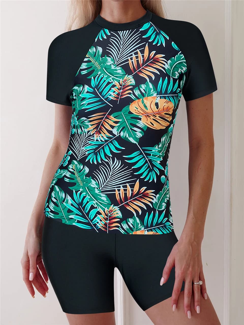 2025 Costume da bagno da surf a maniche corte Due pezzi Abbigliamento da sub Costumi da bagno Donna Bagnanti Costume da bagno Costume da bagno a vita alta Beachwear
