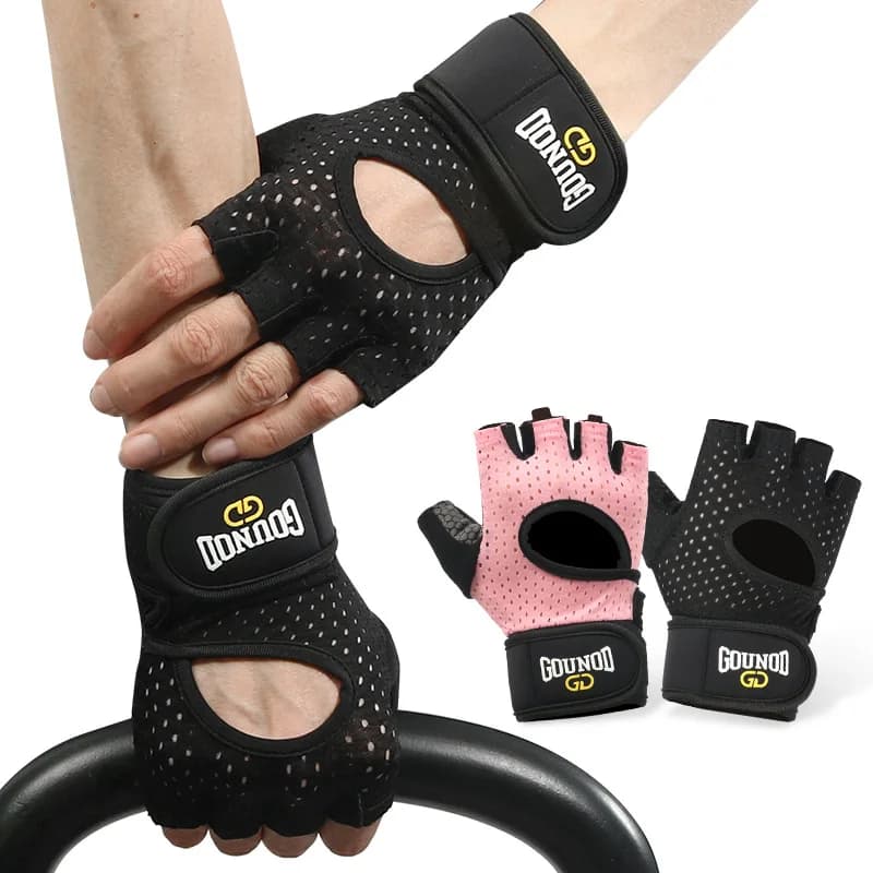 1 pair of professional gym fingerless gloves gym Fitness breathable anti-slip woman half fingers summer fishing Unisex