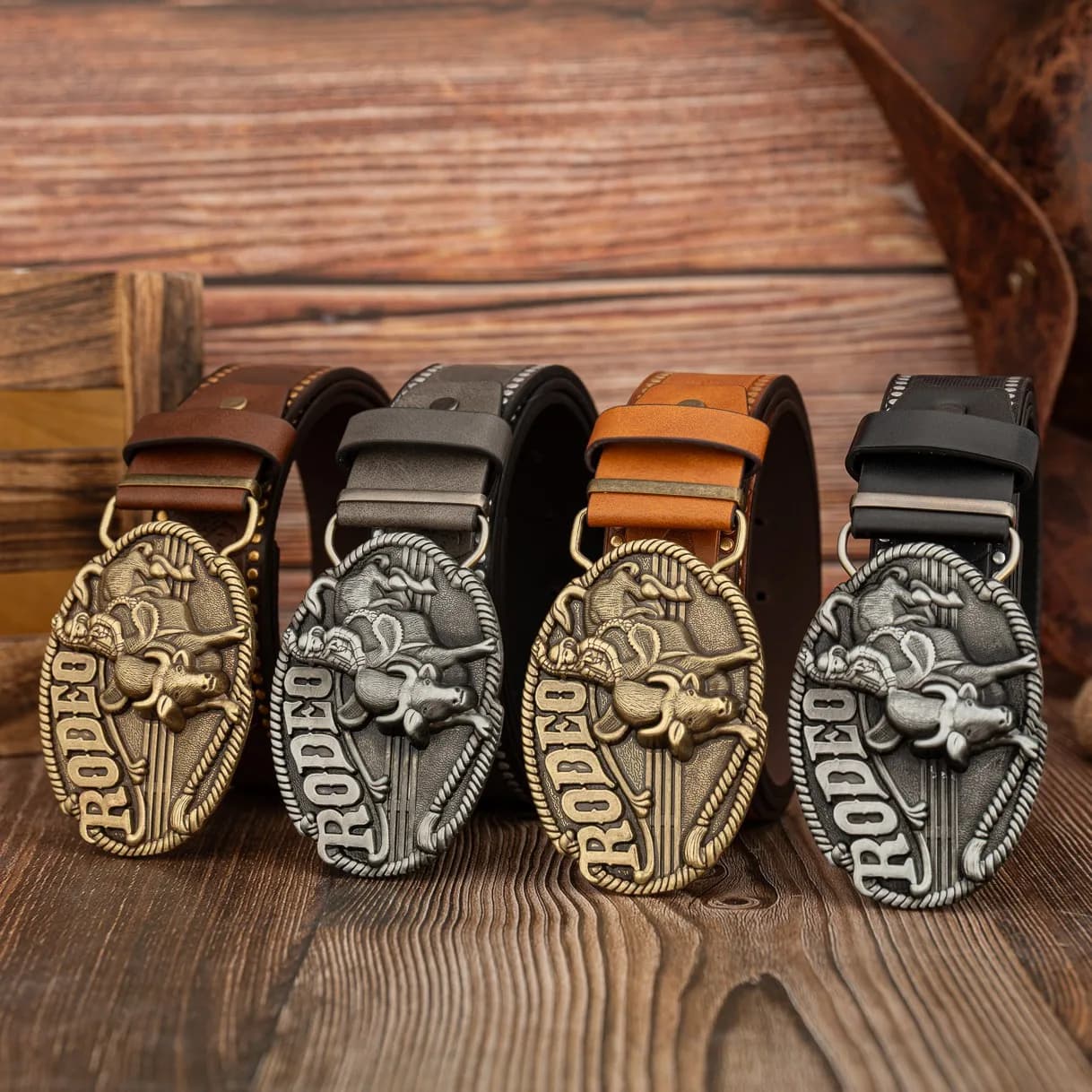 Trendy Hand-Painted PU Leather Belt with Elliptical Rider Buckle for Men And Women Cattle Head Embossed Personalized Waist Belt