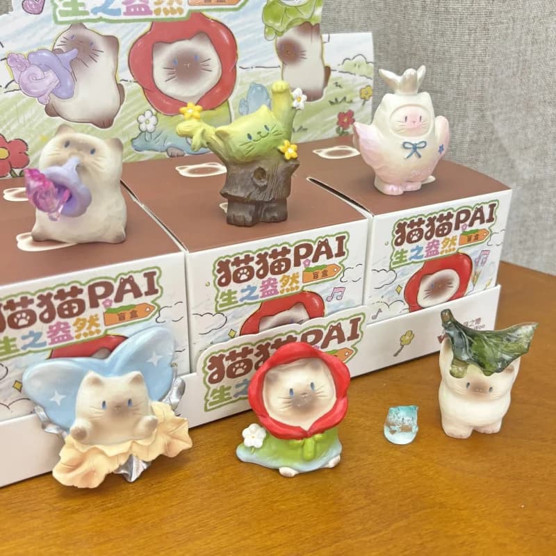 Cat PAI Life Blossom Blind Box Cute Siamese Cat Figure Desktop Decoration Mystery Toy Gift for Girlfriend