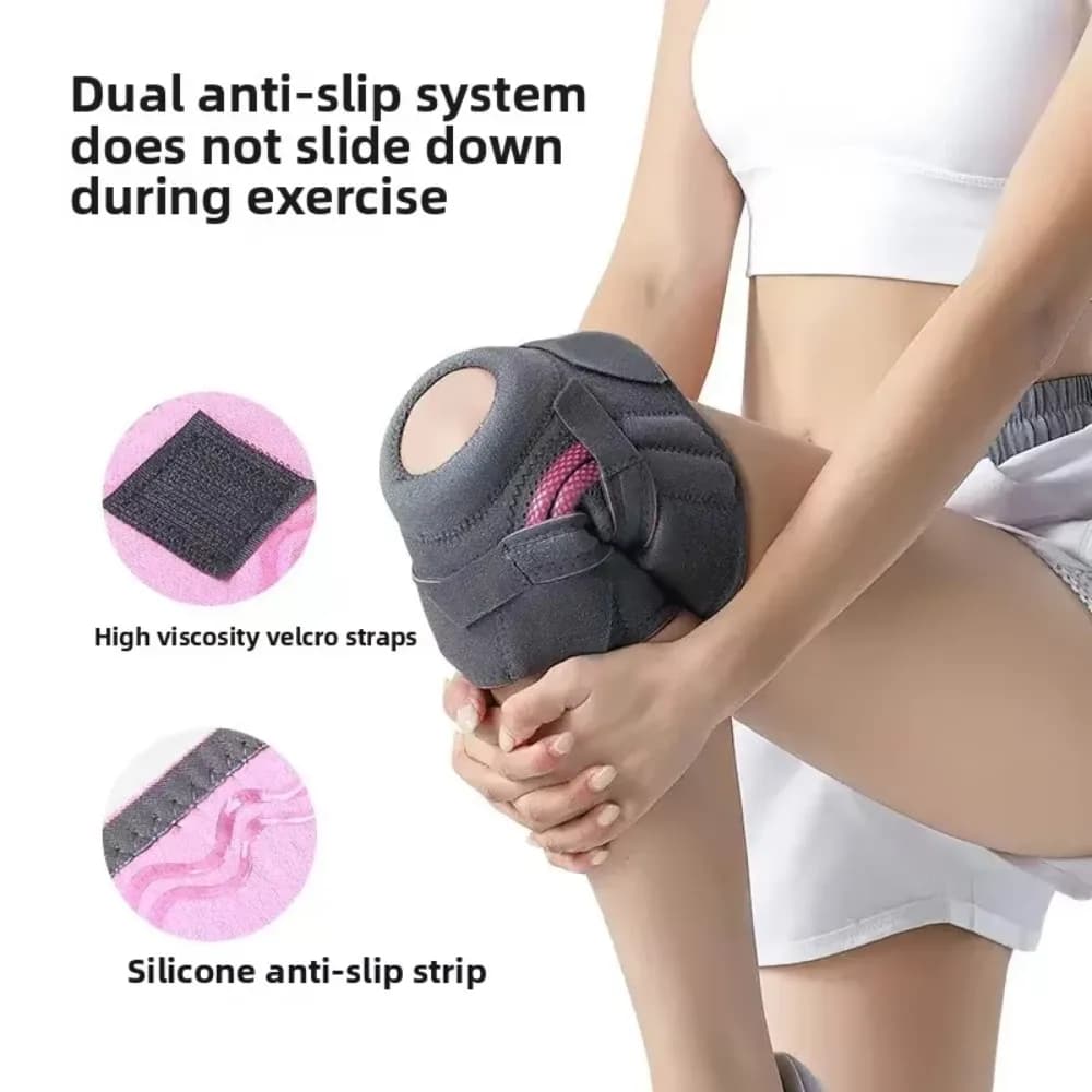Ginocchiera Decompressiva Regolabile Traspirante Antiscivolo con Striscia di Supporto e Protezione in Silicone