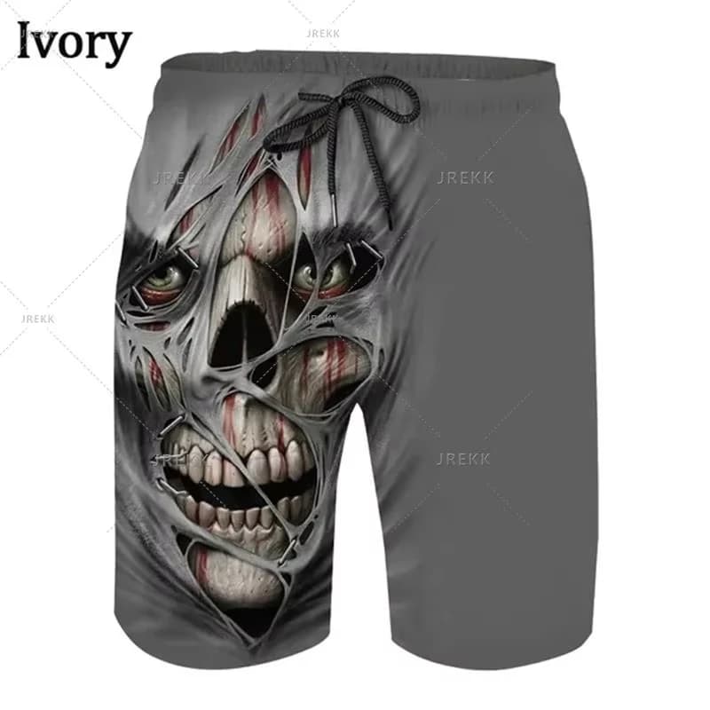 Trend Skull 3D Printed Men Shorts Summer Street Gothic Personality Cool Sport Men Shorts Women Swimsuit Kid Shorts Pants Y2k