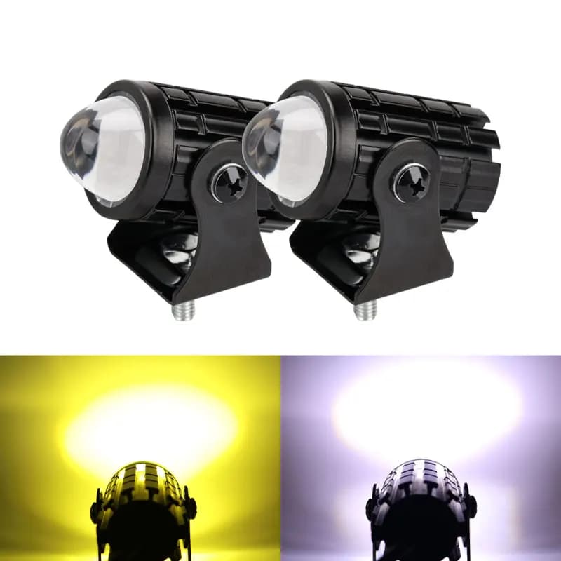 2pcs Mini Driving Light LED proiettore lente moto faro ATV Scooter per faretto ausiliario lampada fendinebbia giallo bianco