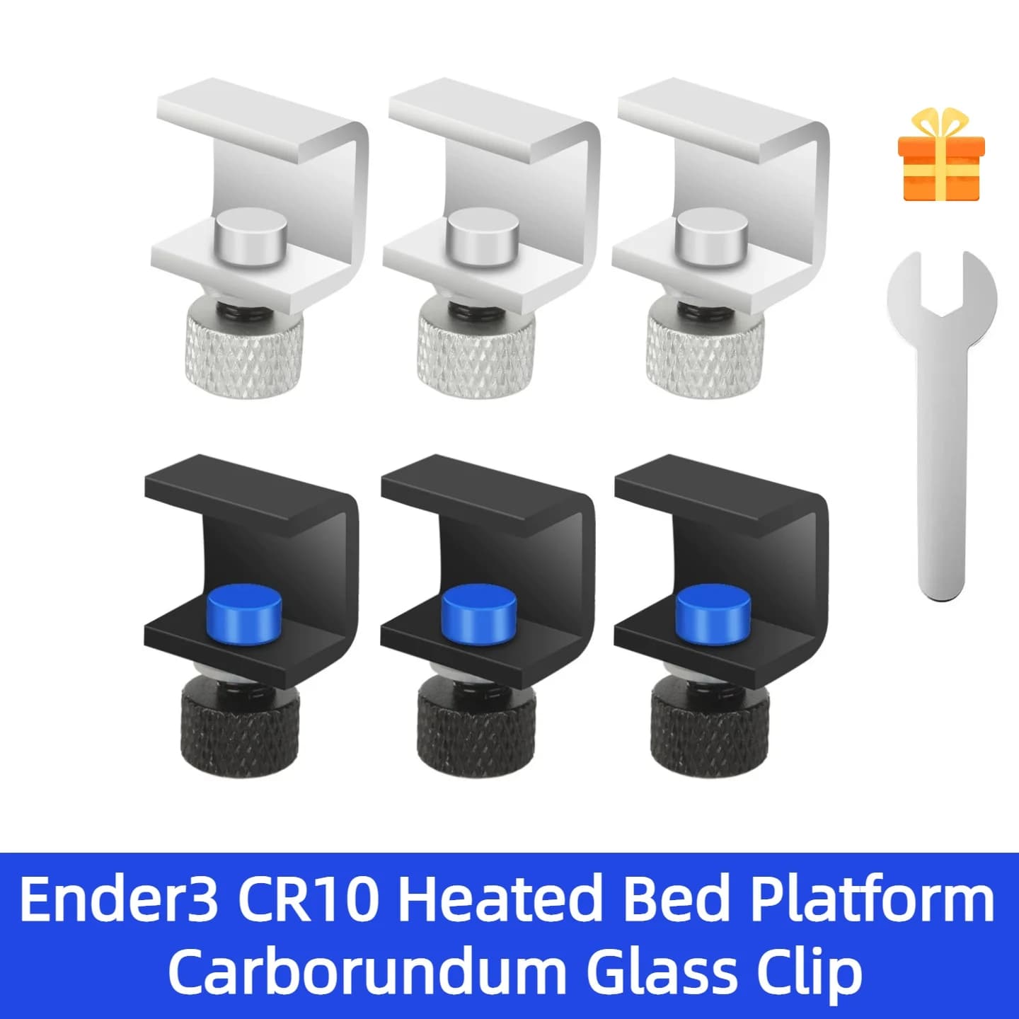 Parti della stampante 3D Creality Ender3 CR10 Clip per piattaforma in vetro al carborundum con letto riscaldato, clip regolabili Vite + clip + molla ecc.