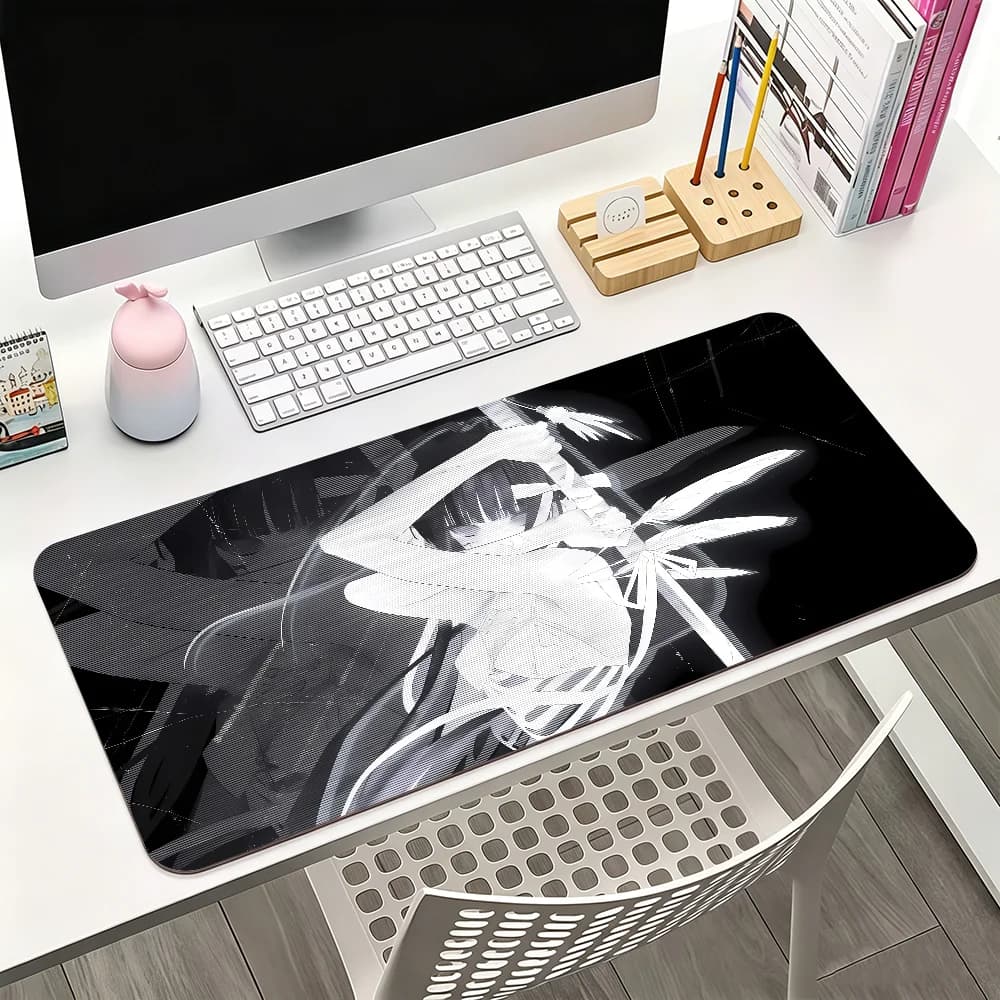 Japanese Anime Girl Kawaii Glass Gaming Mouse Pad For Office Gaming And Keyboards Non-Slip Large Waterproof