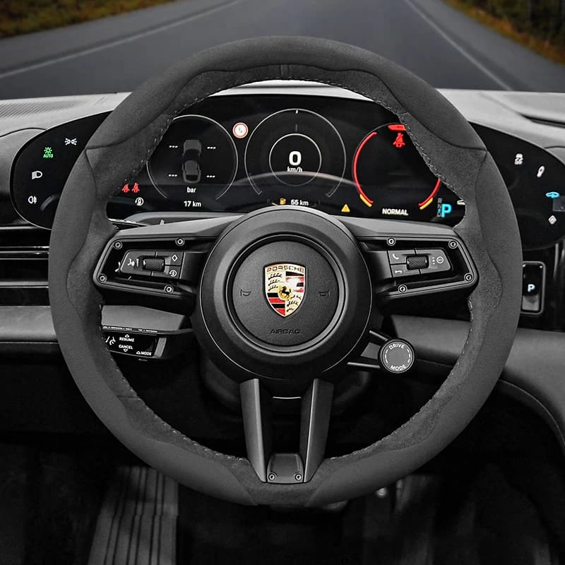 Wheel cover compatible with Porsche: Cayenne, Macan, Panamera, 718, in leather, with buckle, handle cover.