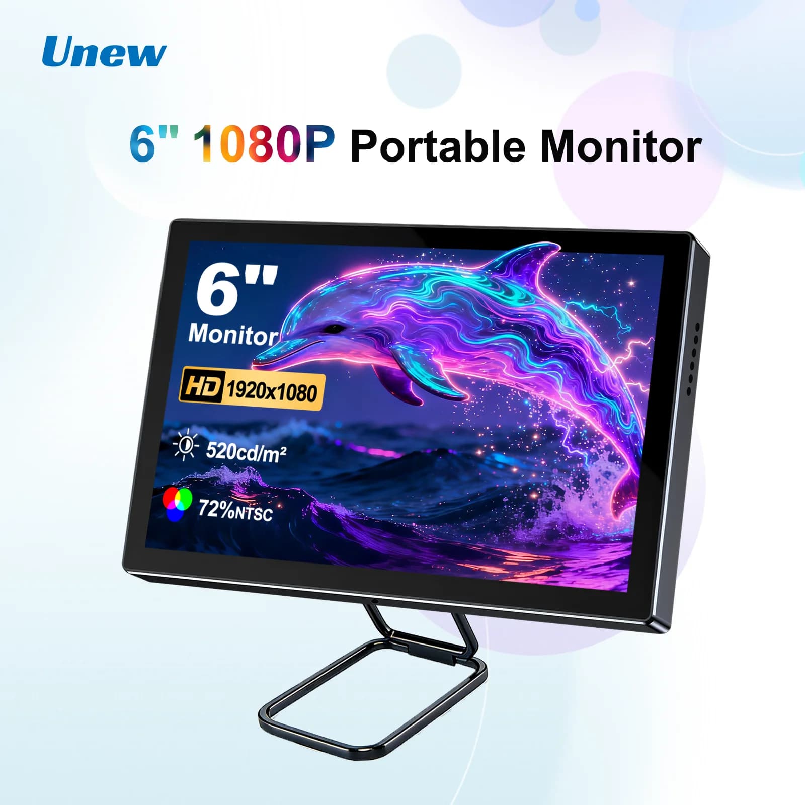 Monitor portatile Unew da 6 pollici 1920x1080 IPS con Type-C USB-C HDMI, display da gioco VESA per Switch, PS5, laptop e PC