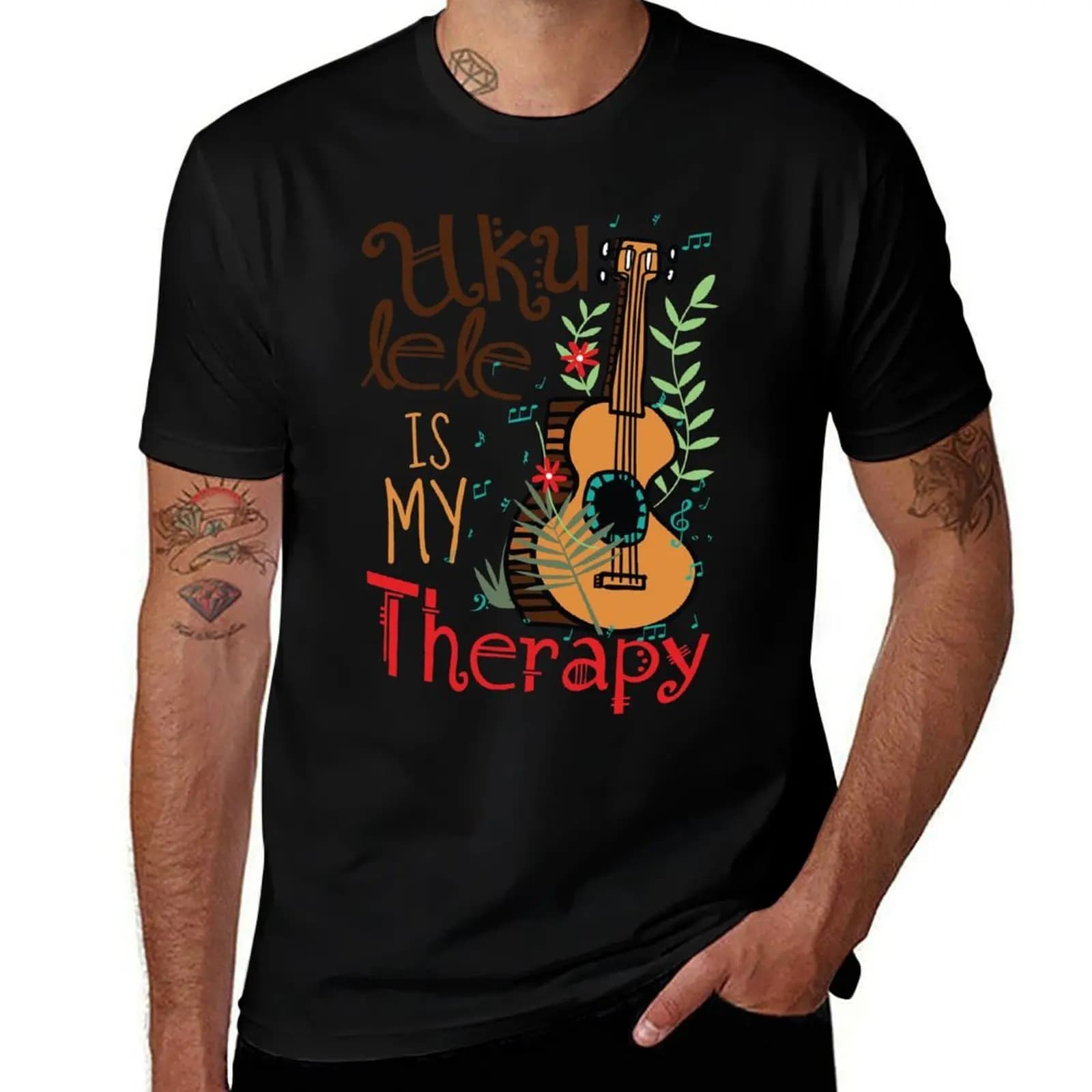 Ukulele Is My Therapy T-Shirt Holiday Party for Men T-Shirt