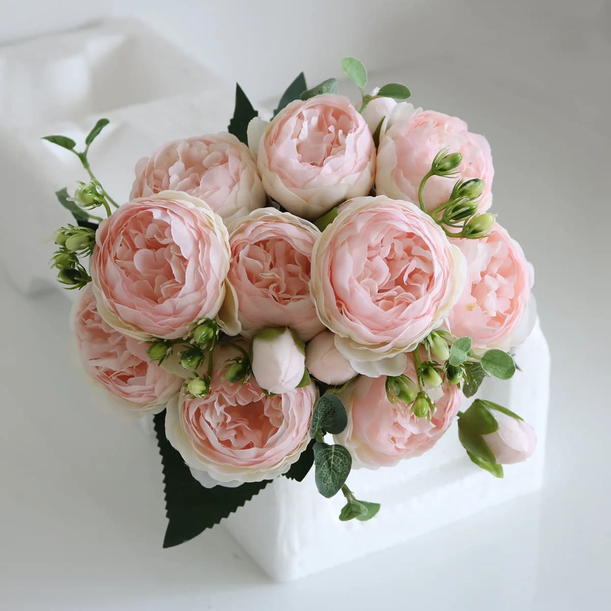 5 Heads Persian Rose Peony Artificial Flowers -Fake Silk Bouquet for Home Decor Wedding Bridal Centerpiece Table Decoration