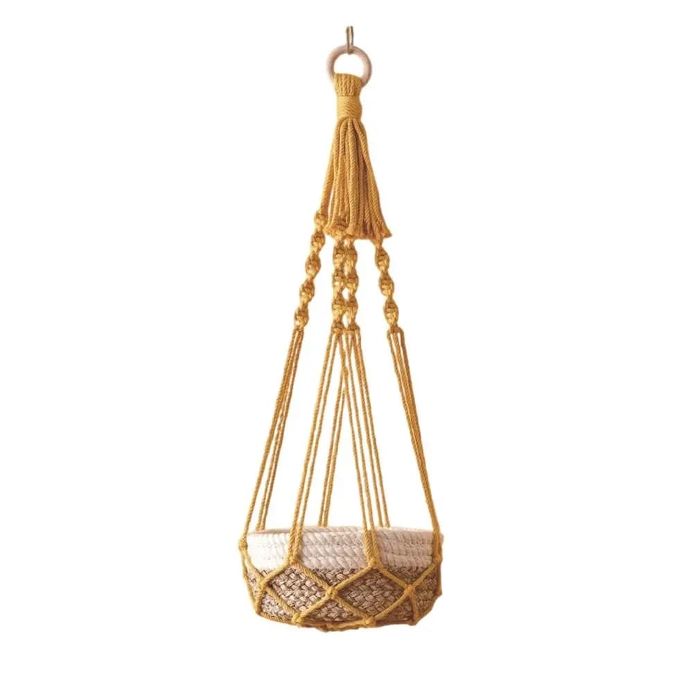 Fashion Macrame Plant Hanging Dresses Flower Jar Flower Wall Decor Courtyard Garden Hanging Flower Basket