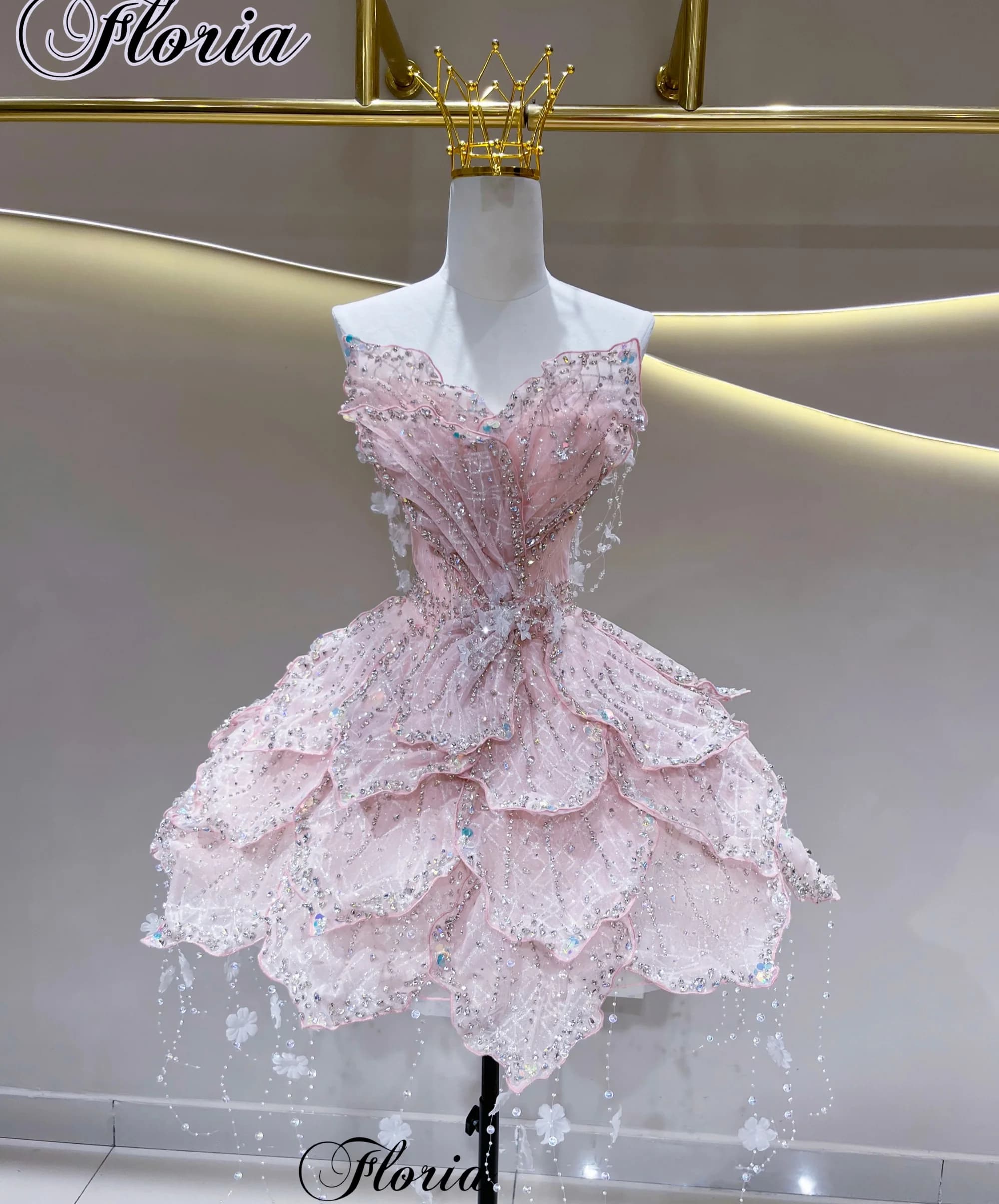 Cute Princess Pink Prom Dresses Short Fairy Homecoming Dresses For Girls Crystals Birthday Gowns Vestidos De Fiesta Customized