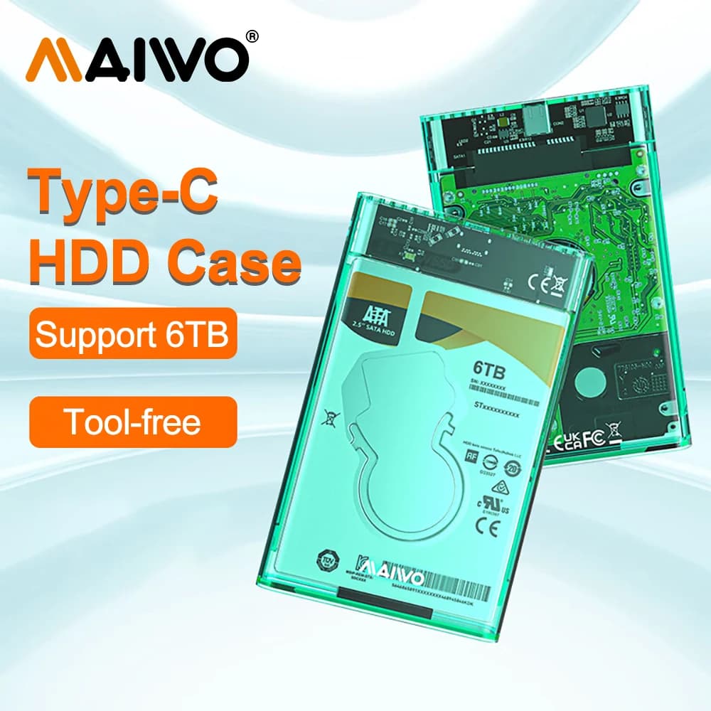MAIWO 2.5 ''HDD Enclosure SATA a USB3.0 custodia per disco rigido esterno Type-C 5Gbps custodia per disco rigido da 2.5 pollici per HDD Case Box