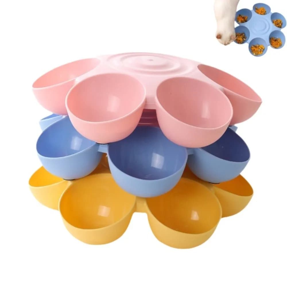 New Petal Cat Dog Food Water Bowl Six-grid Plastic Pet Feeder Bowl Dog Food Bowl Pet