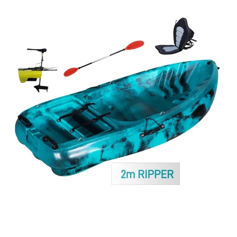 Kayak da Pesca Monoposto in PE da 2M con Pagaia per Giochi d'Acqua e Fiumi - Materiale per Kayak Singolo/Canoa
