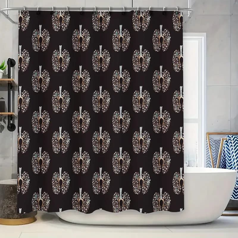 Tenda da doccia botanica con motivo a foglie verdi, arredamento per il bagno, tema naturale, fodera per doccia in tessuto impermeabile per spa