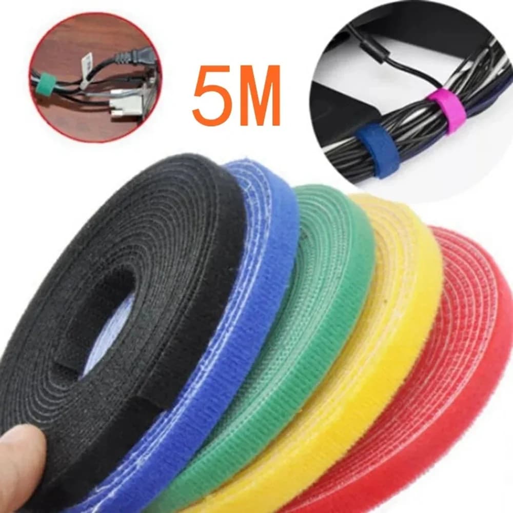 Fascette per cavi in nylon da 5 metri/rotolo Nastro ad anello per cavi di alimentazione Cinghie in nylon multifunzione Nastro autoadesivo riutilizzabile di fissaggio