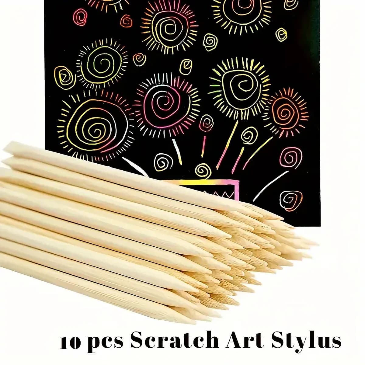 10PCS Paperless Scratch Pens – Bamboo Handle, Anti-Slip Grip, for Coated Lottery Cards, Wood Burn Style Art & Creative Drawing