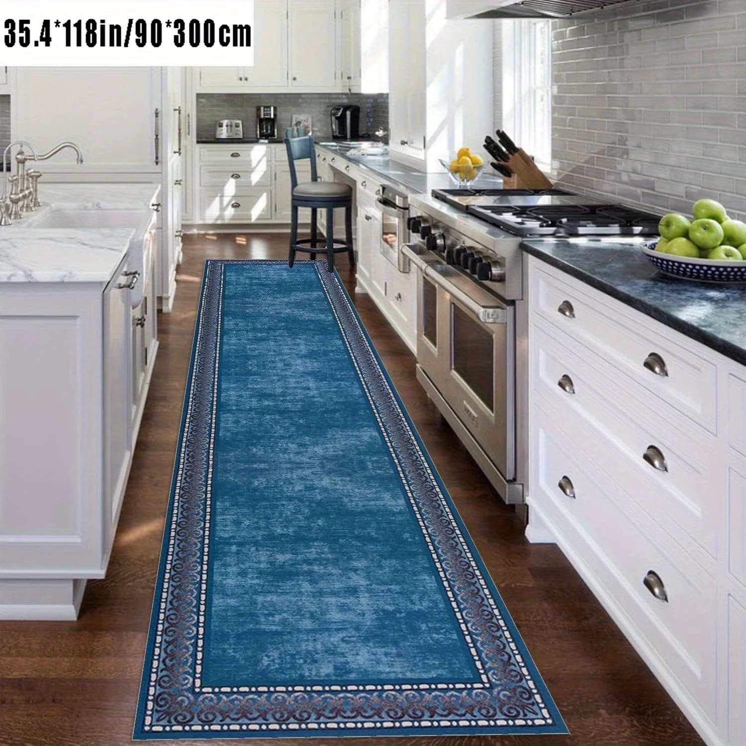 Blue Long Runner Rugs Bohe Carpet for Living Room Hallway Home Decor Kitchen Floor Mat Laundry Rugs Finely Edged Balcony Mat