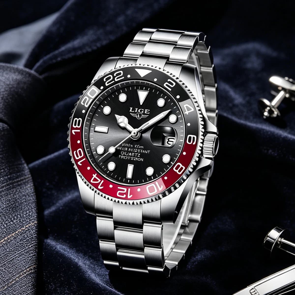 LIGE New Luxury Couple Watches Quartz Watches 30M Waterproof Fashion Stainless Steel Watch Valentine Gift Love Watch +Box