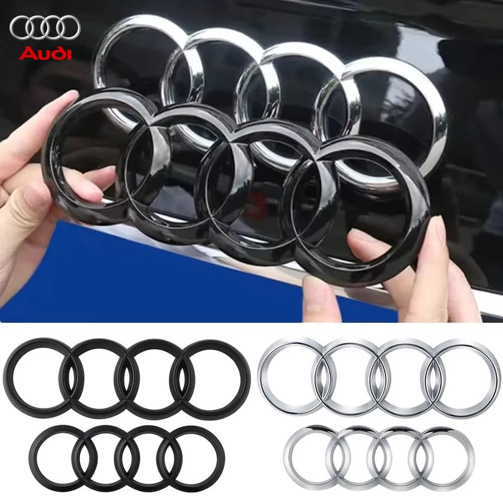 Adesivo Emblema a 4 Anelli per Griglia Anteriore Cofano e Bagagliaio Auto AUDI Q3 Q5 Q5 Sportback Q3 Sportback Q7 Q8 S5 S6 S7 R8 S4