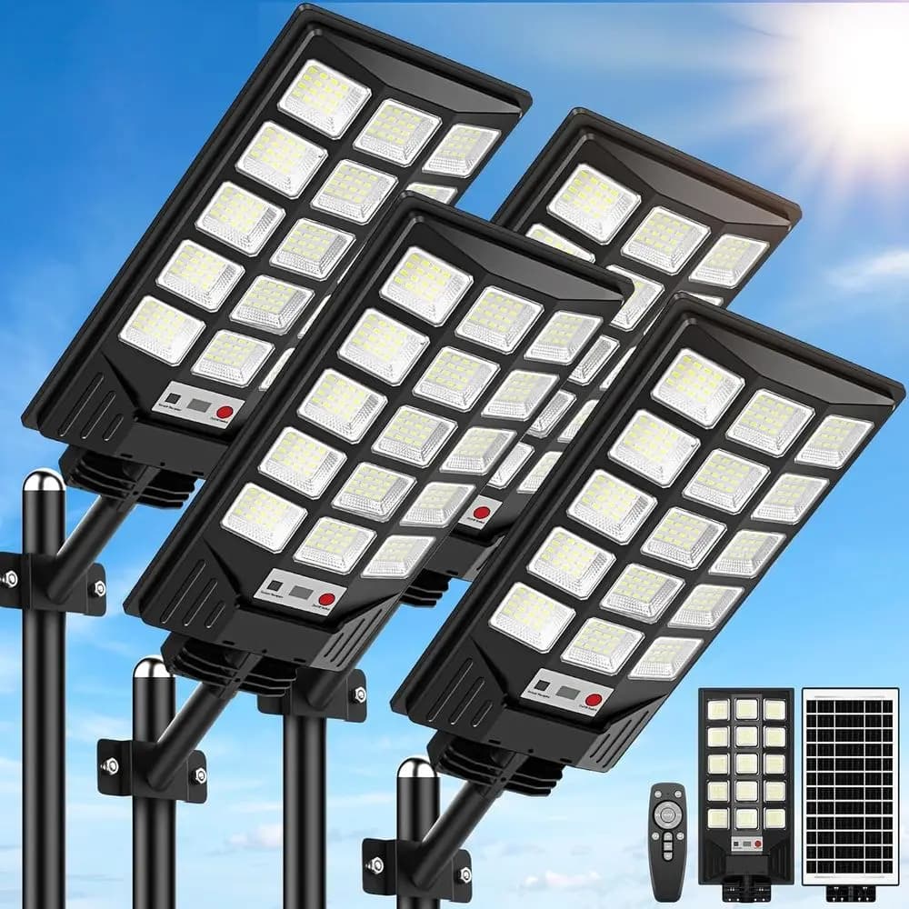 Luci stradali da esterno impermeabili, 30000LM 6500K LED con sensore di movimento, luci a LED con telecomando, illuminazione dal tramonto all'alba per parcheggi