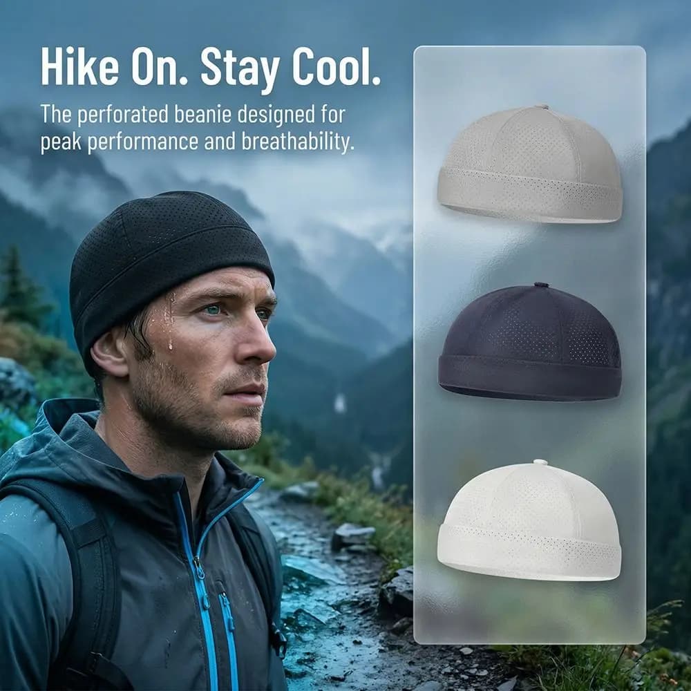 Casua Brimless Beanie Cap For Men Breathable Adjustable Men's Landlord Hat Solid Color Quick Drying Summer Docker Cap Sports