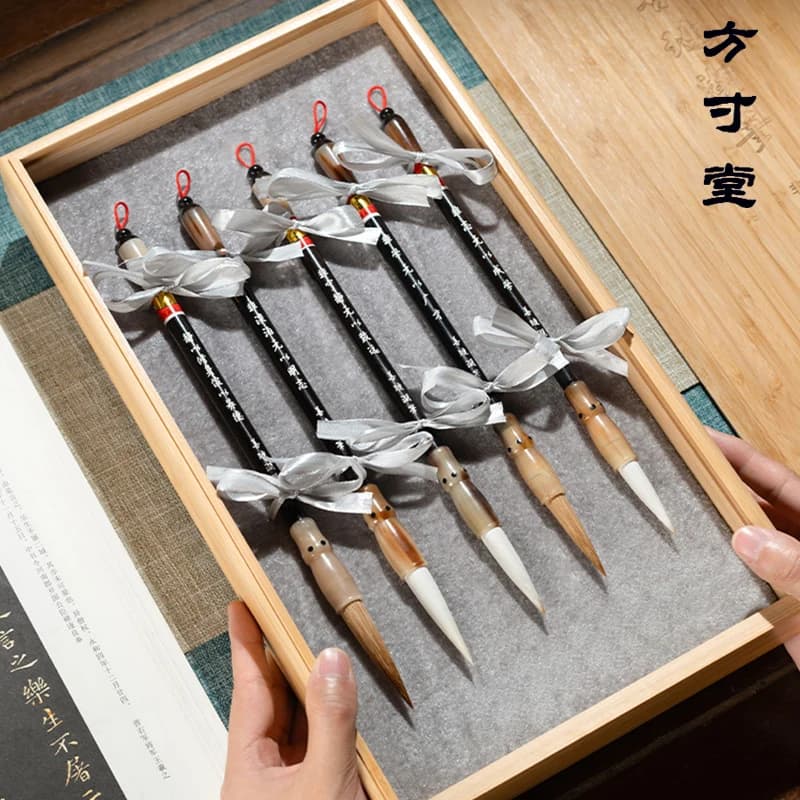High-end brush calligraphy professional set, four treasures of the study wolf hair and lake pen regular script runn