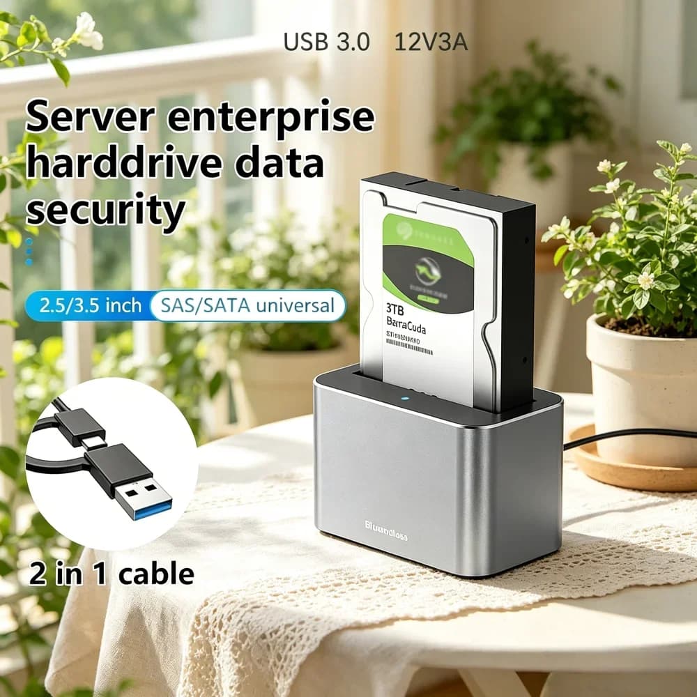 Docking Station SAS/SATA da 2,5/3,5 Pollici, Enclosure Esterno per Disco Rigido USB 3.0, Case per Archiviazione HDD
