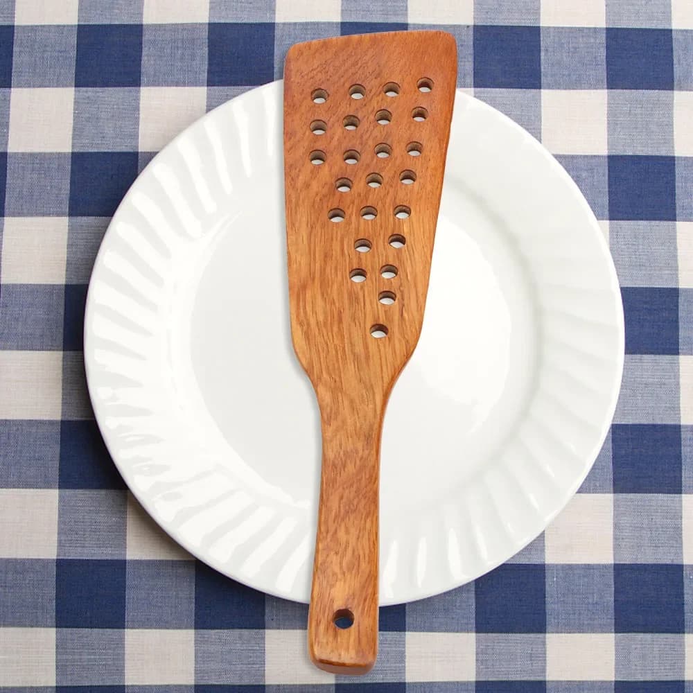Spatola in legno Padella antiaderente Filtro Pala Bistecca Frittura Utensile da cucina 24 fori