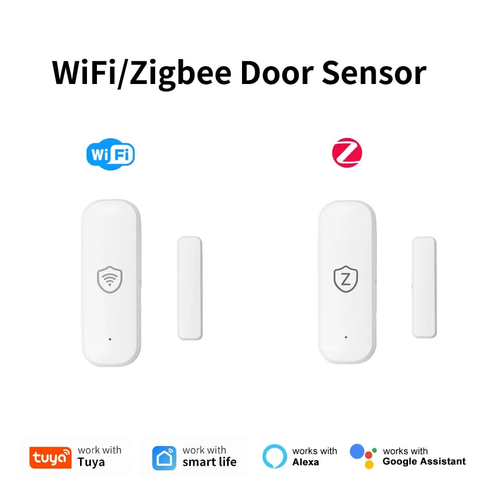 Sensore per Porte/Finestre Tuya WiFi o Zigbee, Sistema di Allarme di Sicurezza per Casa Intelligente, Monitoraggio Remoto Smart Life