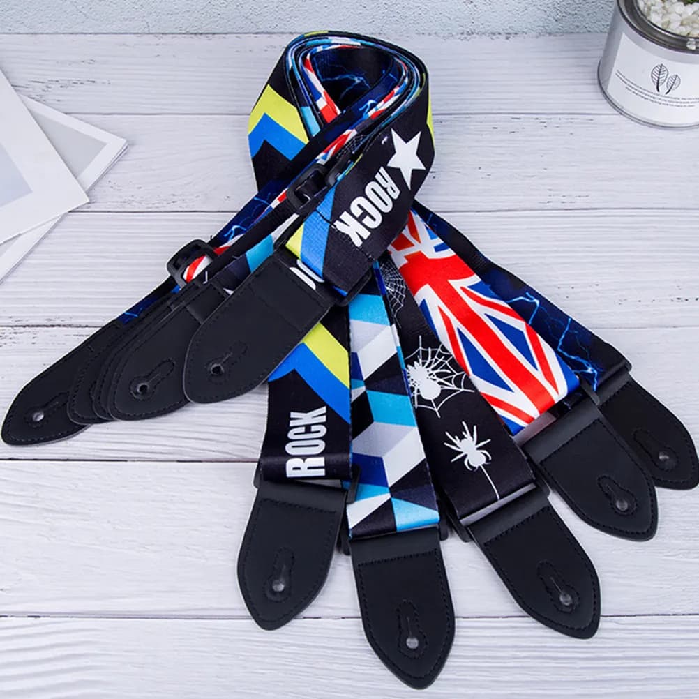 2Pcs Adjustable Guitar Strap Widened Uk Flag Pattern Dirt Resistant Guitar Shoulder Belt Performance Use Performance Strap