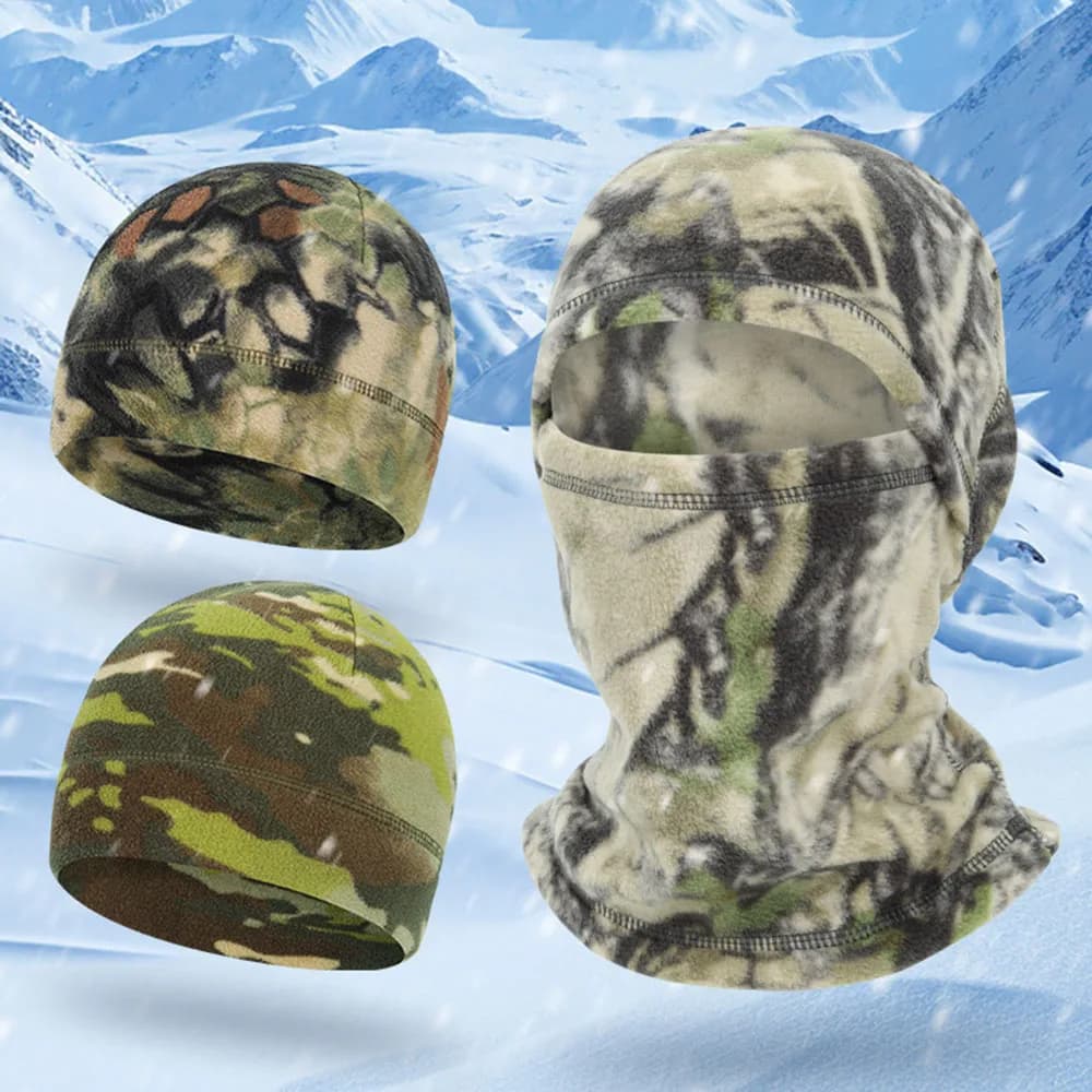 Nuovo Inverno Ciclismo Uomo Donna Fleece Warmer Berretti Outdoor Camouflage Maschera a pieno facciale Caldo orecchio Fodera per casco Passamontagna da sci Cap